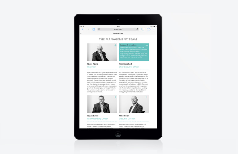 LMG responsive website designed by The Joneses