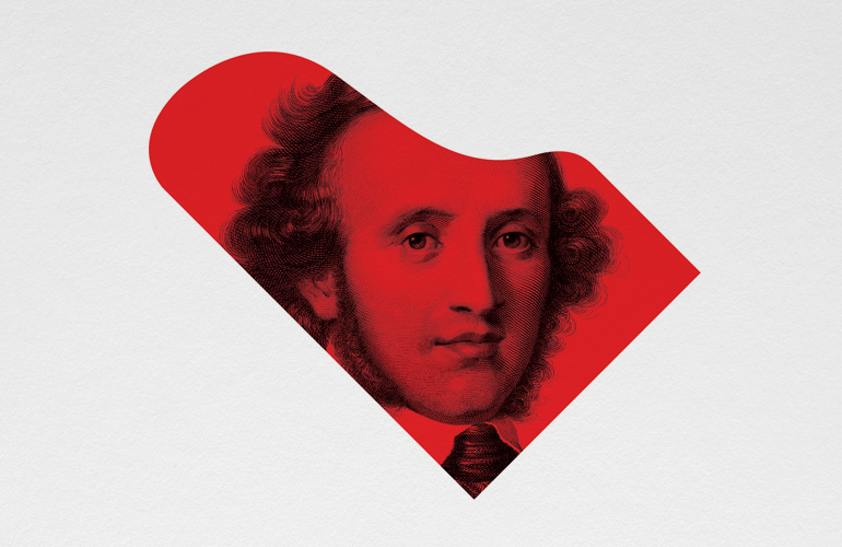 Aquinas Piano Trio Mendelssohn graphic designed by The Joneses