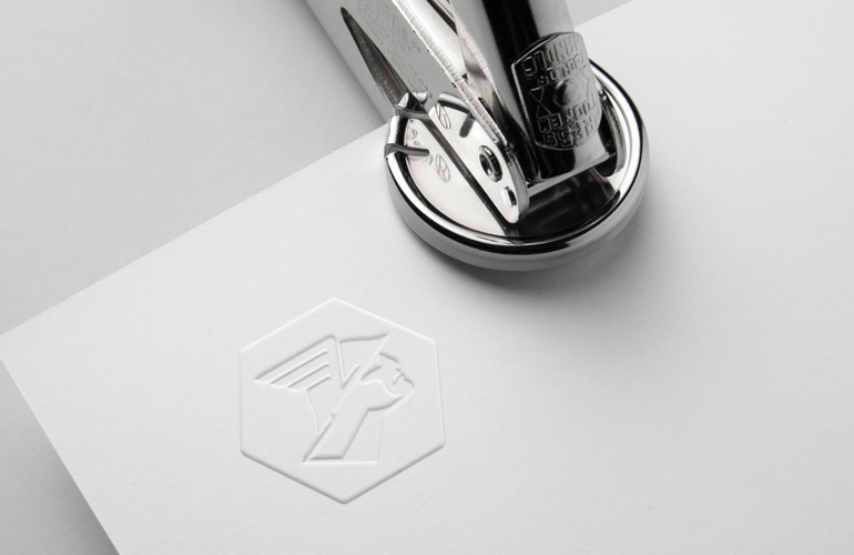 Envoi embossing stamp designed by The Joneses