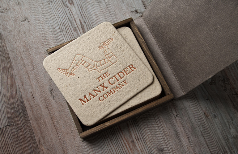 The Manx Cider Company beer mats designed by The Joneses