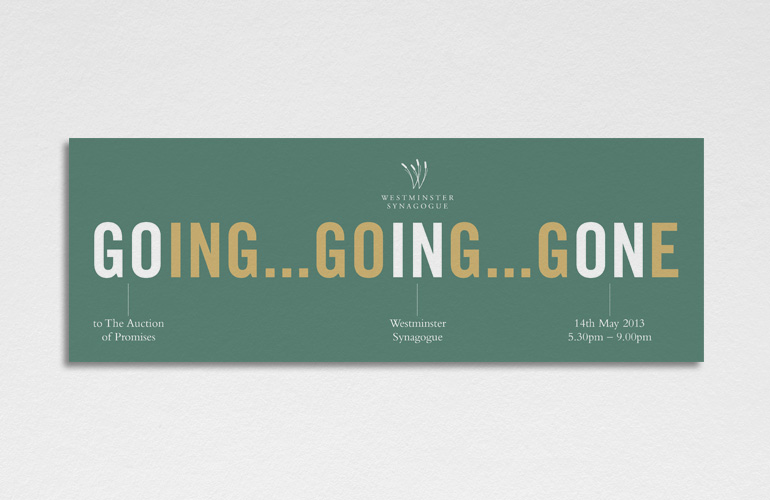 Westminster Synagogue auction flyer designed by The Joneses