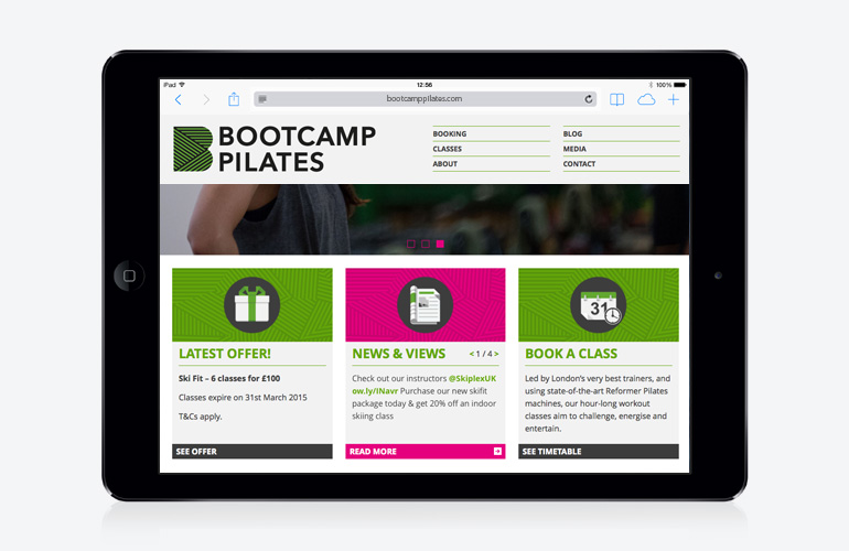 Bootcamp Pilates responsive website designed by The Joneses