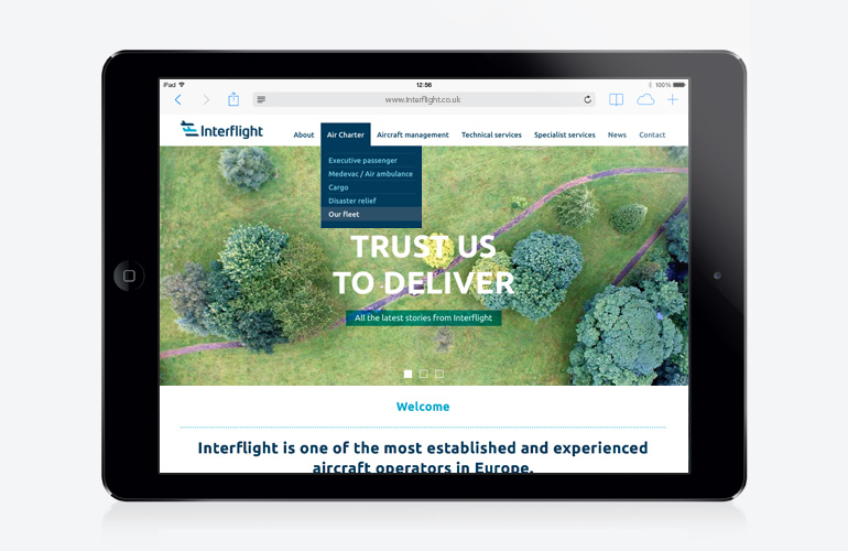 Interflight website designed by The Joneses