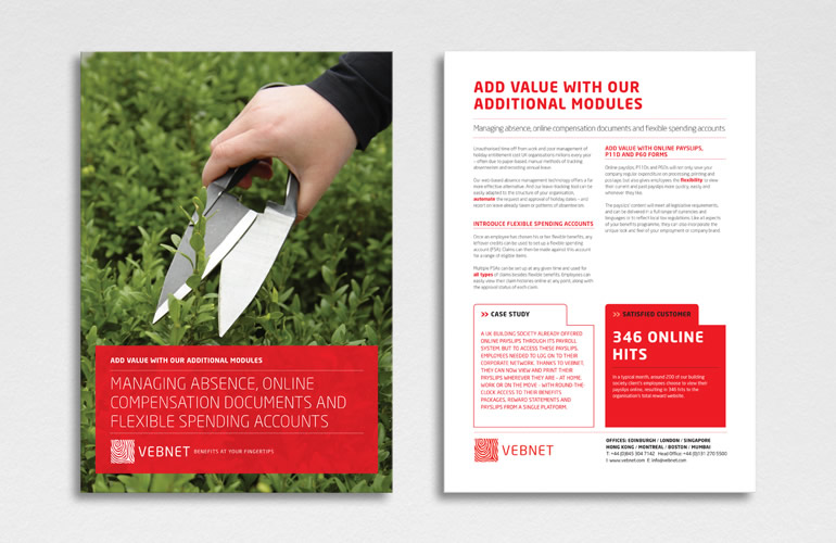 Vebnet brochures designed by The Joneses