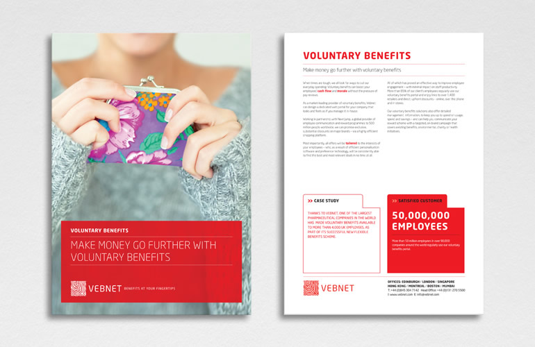 Vebnet brochures designed by The Joneses