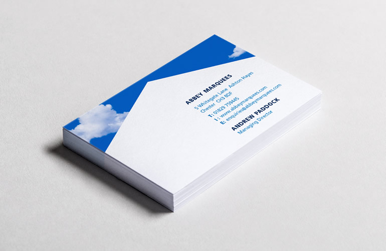 Abbey Marquees business card designed by The Joneses