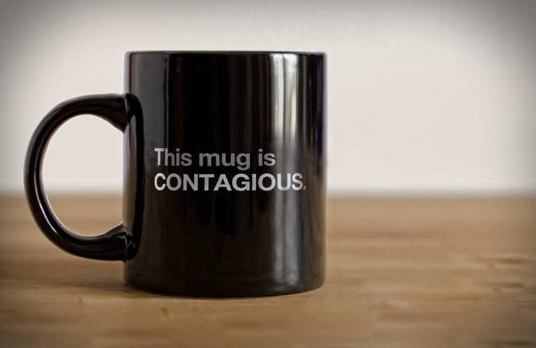Contagious coffee cup designed by The Joneses