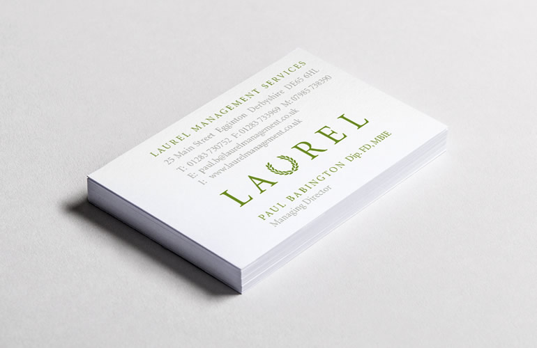 Laurel Funerals business card designed by The Joneses