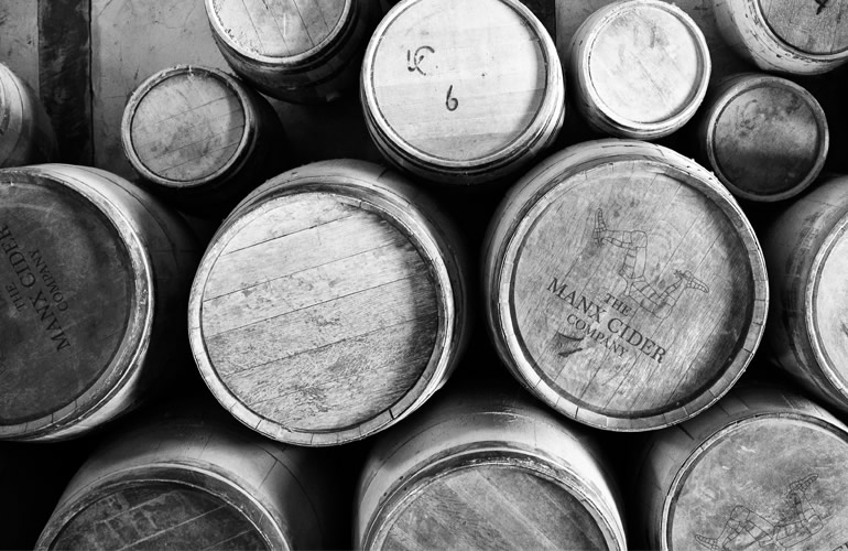 The Manx Cider Company barrels designed by The Joneses