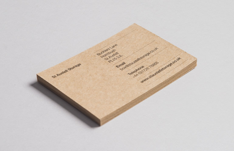 St. Austell Storage business card designed by The Joneses.