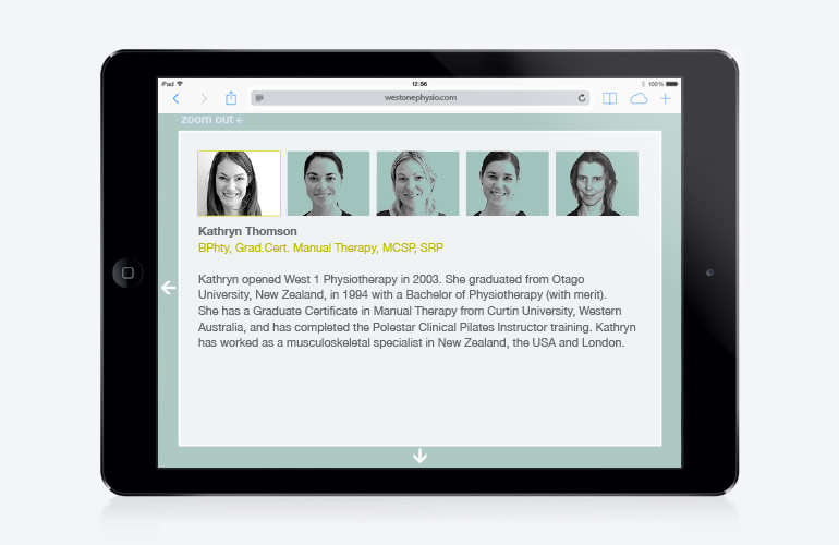 West 1 Physiotherapy website designed by The Joneses
