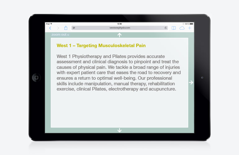 West 1 Physiotherapy website designed by The Joneses