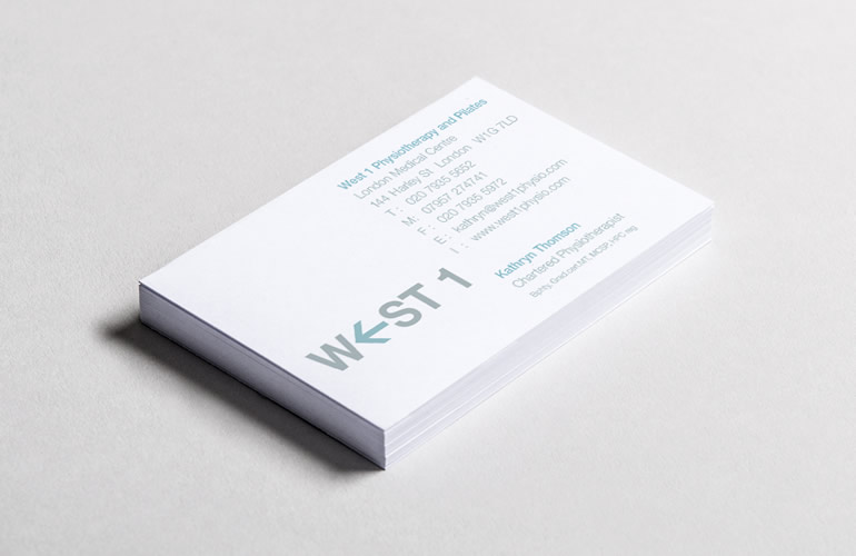 West 1 Physiotherapy business cards designed by The Joneses